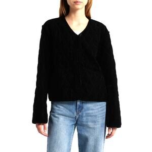 Rails Kiko Black Quilted Velvet Jacket Size M